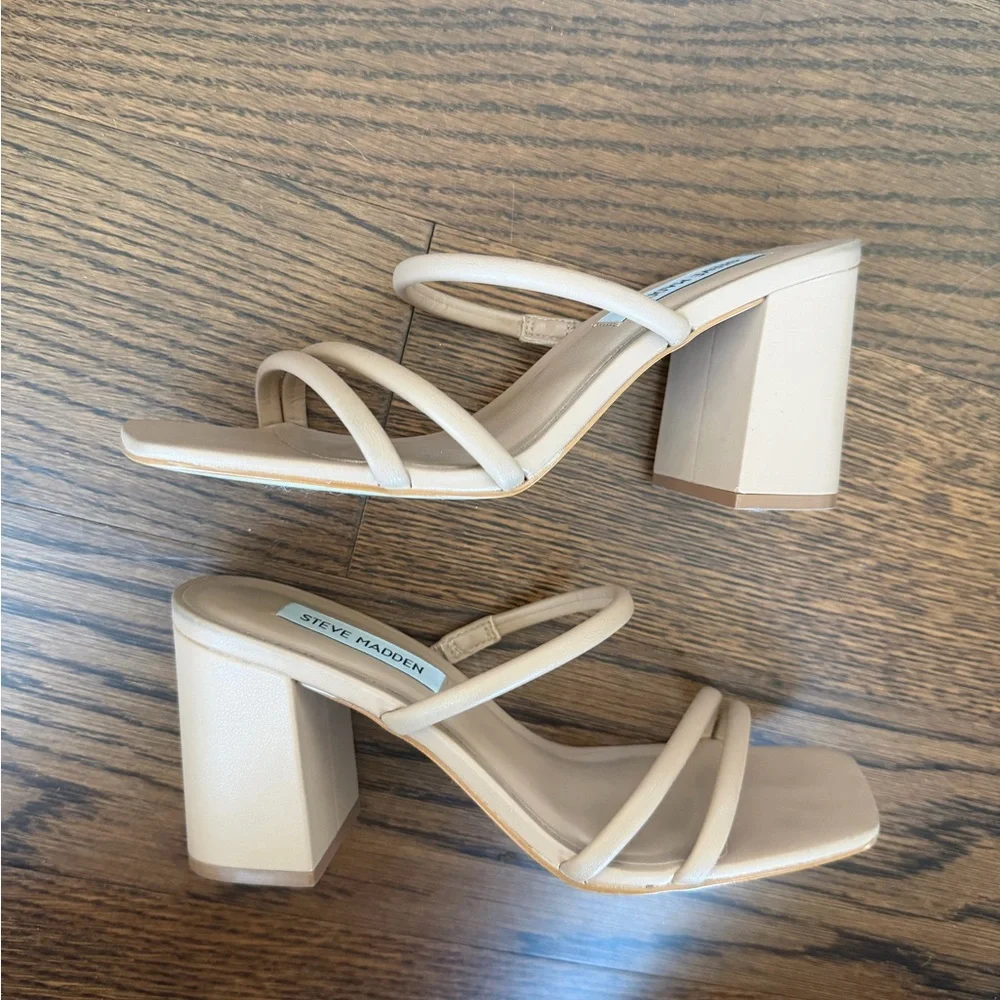 Steve Madden Women's Cream Heeled Sandals - Picture 2 of 4